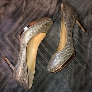Ivanka Trump sparkly gold and silver heels